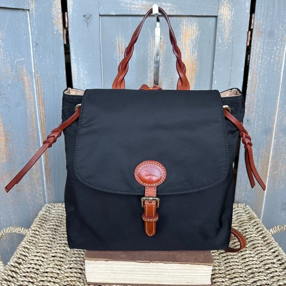 Dooney & Bourke Handbags - Dooney & Bourke Nylon Flap Backpack Black